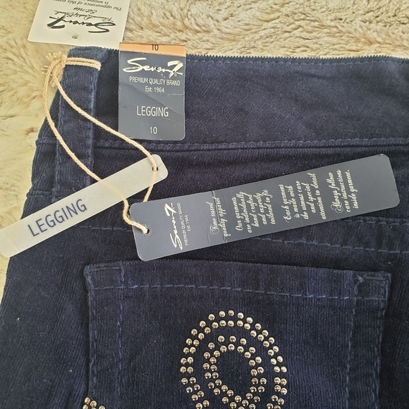 Seven 7 Navy Velvety Corduroy Legging pants Jeans Style Blue Size 10 - Picture 8 of 11